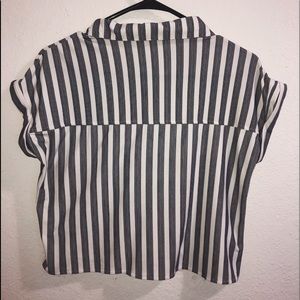 Striped Crop Top - White & Dark Blue - ARDENE - S